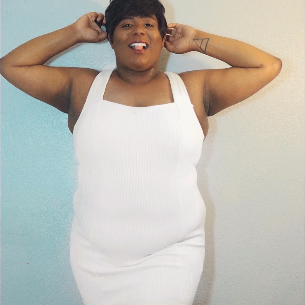 Forever 21 Plus White Ribbed Mini Dress